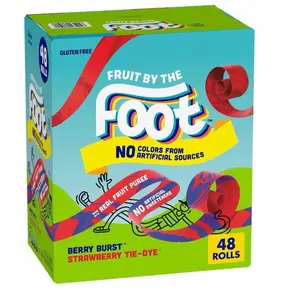 Fruit by the Foot Tie-Dye Variety Pack Snacks 48 pk. Candy Bonbon Berry & Strawberry Flavored Gluten Free Fruit Snacks