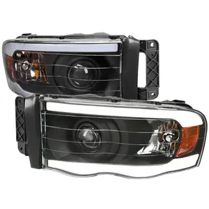 2002-2005 Ram 1500 / 2003-2005 Ram 2500 / 3500 LED Tube Projector Headlights(Matte Black Housing/Clear Lens)