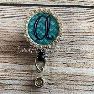 Name/Initial Monogram Mermaid Badge Holder