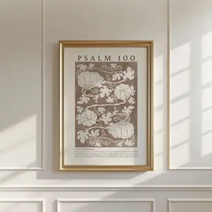 Neutral Pumpkin Fall Decor Modern Christian Autumn Wall Art Farmhouse Thanksgiving Print Psalm Bible Verse Poster Brown Pumpkin Printable Christmas poster  [NO FRAMED]