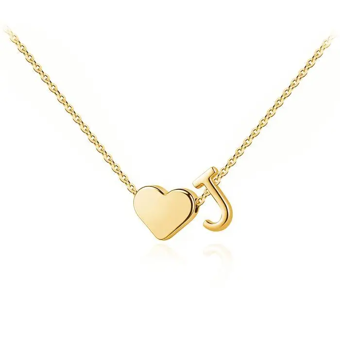 Visimary Initial Necklaces for Women, Dainty Heart Letter Pendant, Personalized A-Z Charm in Non-Tarnish Titanium Steel, Initial Necklace, Heart Initial Charm Necklaces
