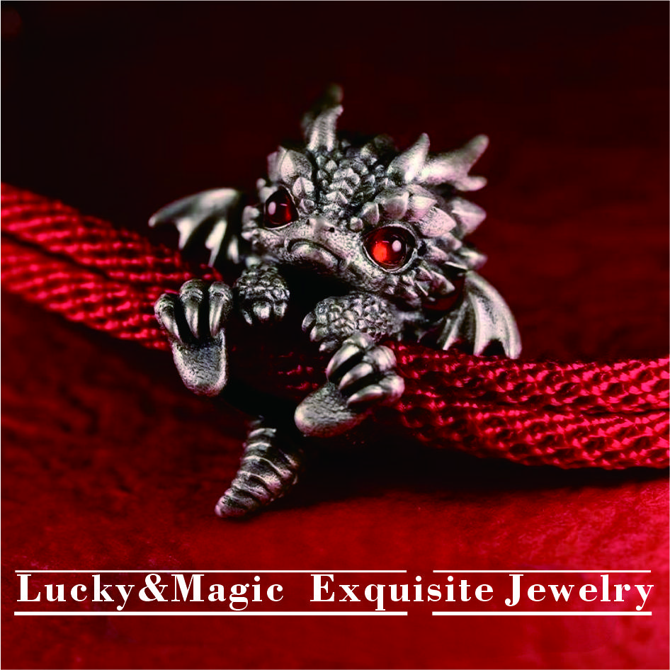 Lucky Magic Premium Elegant Popular Dragon Bracelet Red String Bracelet for Men and Women Gift Pure Silver Pterosaur Tiger Bracelet Birthday Gift Cute Vintage Animal Bracelet Jewelry Purple Flying Tiger