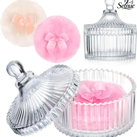 Soft All-Skin Friendly Dusting Powder Jar with 2 Body Powder Puffs, Large Makeup Puff Container for Women, Ideal for Mother's Day, Valentine's Day & Birthday Gifts