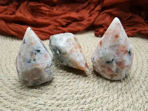 Sunstone Polished Point with Flat Base 2.5 to 3" Tall