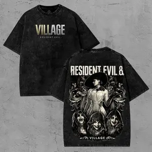 Resident Evil Village T-Shirt Lady Dimitrescu and Daughters Vintage Washed Streetwear Tee RE8 Horror Game Merch Fan Gift Premium Oversized Fit, Full Size Range, Perfect Fit for Everyone, Soft Touch, Feels Like a Favorite