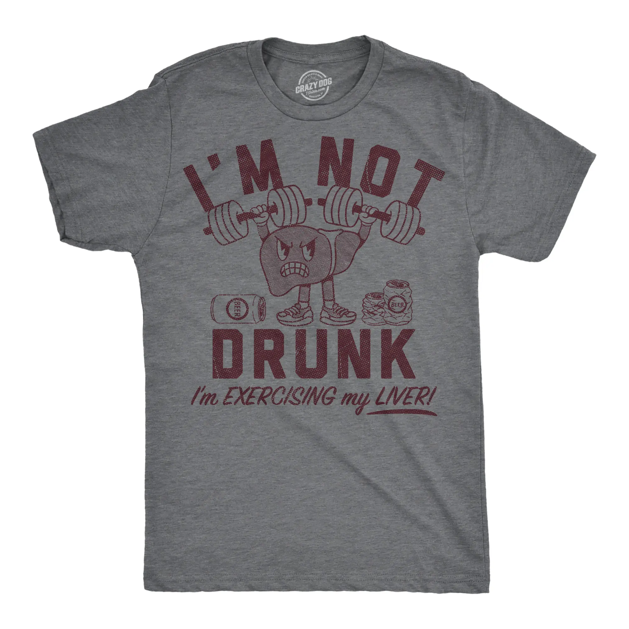 Mens Funny T Shirts Im Not Drunk Im Exercising My Liver Sarcastic Drinking Graphic Novelty Tee for Men Mens Funny T Shirts Cool Vintage Fashion T-Shirt Gift Classic Menswear Sarcastic Apparel for Men Funny Dark Grey