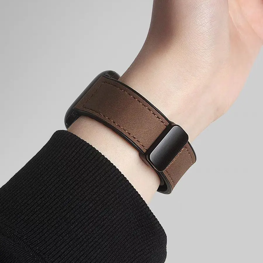 Fashionable Artificial Leather Watch Band (Band Only), 1 Count Magnetic Quick Release Watch Band, Breathable Leather Watch Strap for Apple Watch Series 1/2/3/4/5/6/7/8/9/10/SE/Ultra, Wearable, Smart Watch Straps, Smart Watch Accessories, Smartwatch Strap