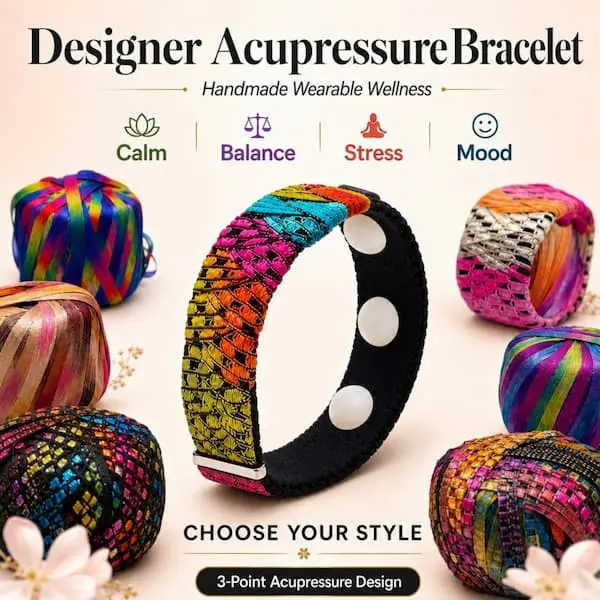 Designer Anxiety Bracelet - Adjustable Acupressure Band - Stress & Mood Support