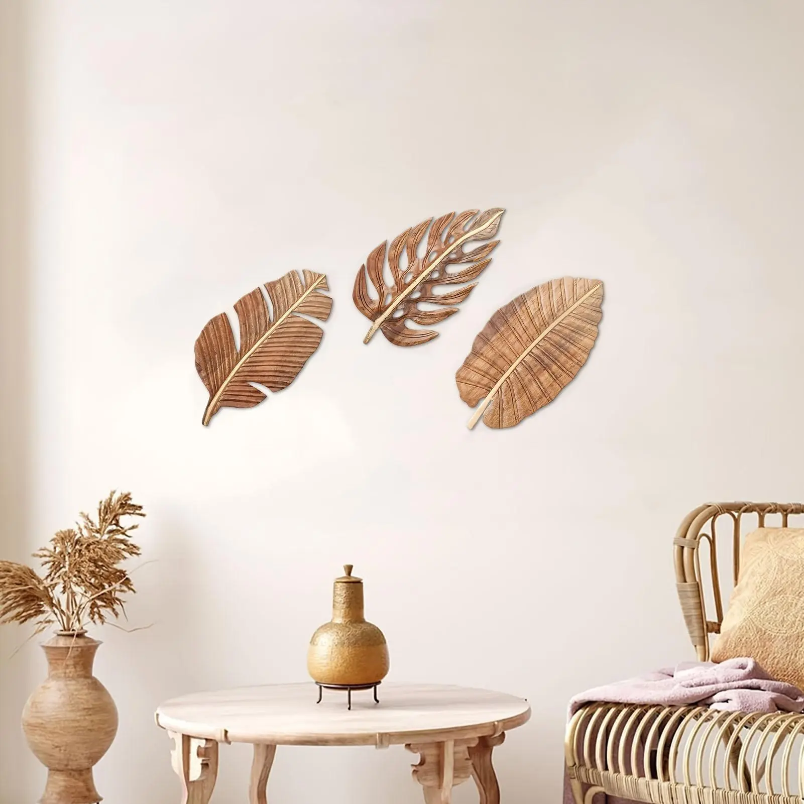 Tropical Leaf Pattern Wall Decor, 3 Counts/set Boho Style Wall Art, Wall Decor for Home Living Room Bedroom Office, Home Decor, Ornaments