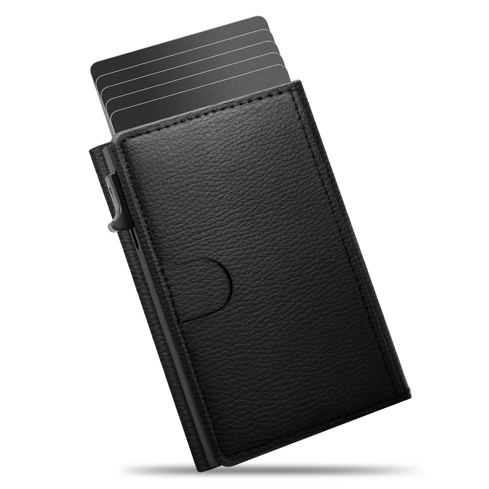 Men's Leather Slim Wallet Compact Design for Cards and Cash One-click to Pop up RFID Blocking 9-14 Card Capacity ID Window Gift for the husband on Valentine's Day
