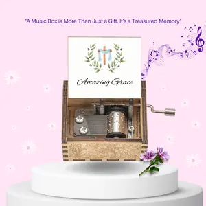 Beyond The Melody "Amazing Grace" Wooden Music Box Hand-Cranked Musical Keepsake for Kids & Travel Lovers Eco-Friendly & Compact Design