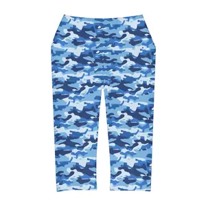 Sky Blue Camo Yoga Capri Leggings