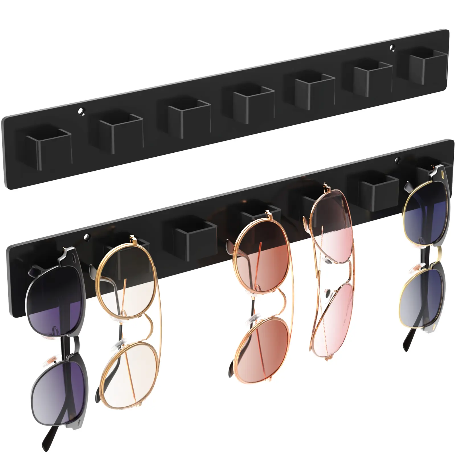 MaxGear Dual-Pack Wall-Mount Sunglasses Organizer - Easy-Installation Rack to Organize and Display Sunglasses for Closet Door, Glasses Vanity (Ideal Gift for Home Organization Enthusiasts)