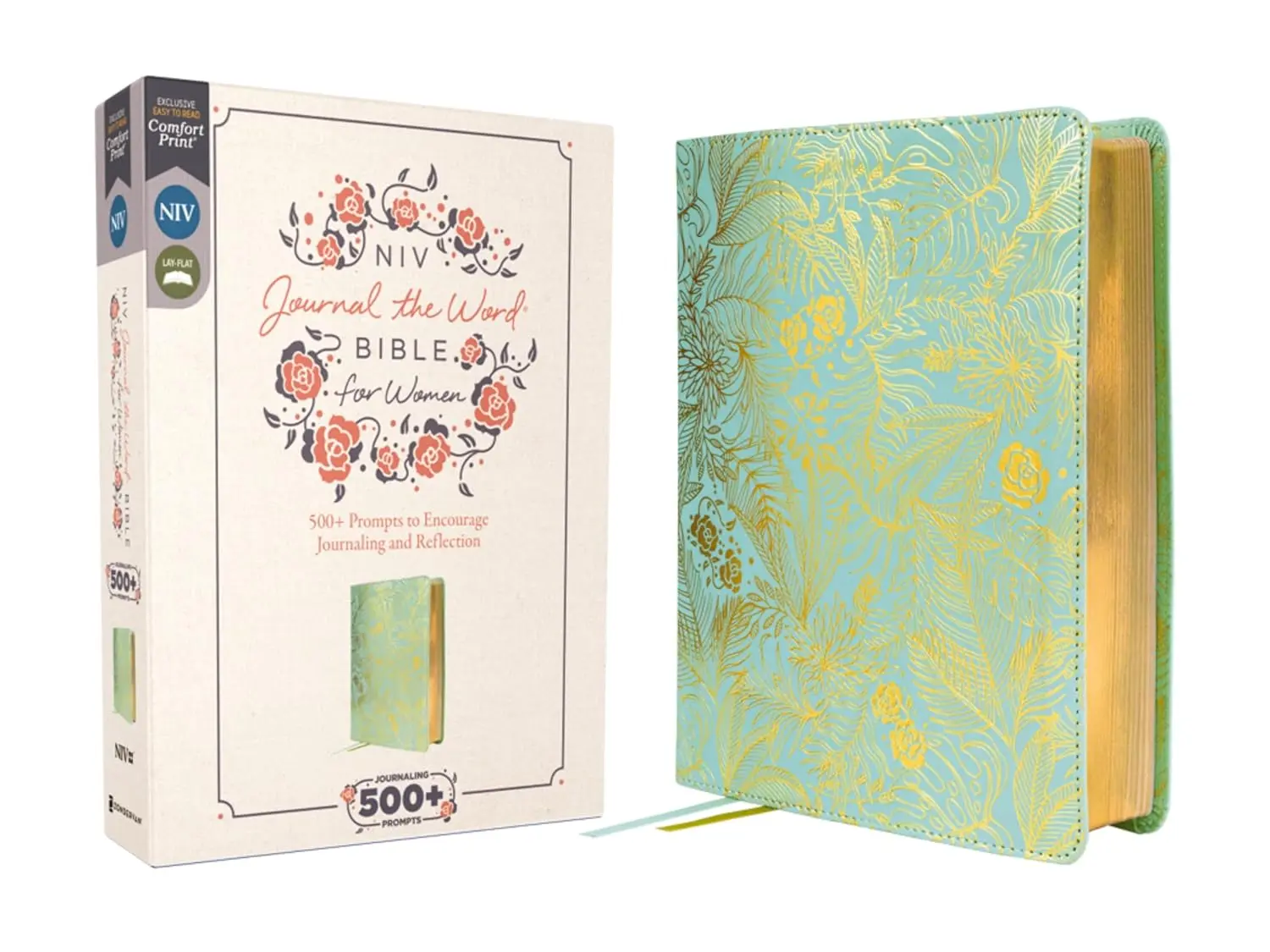 NIV Women's Journal the Word Bible, Leathersoft Cover, Teal, Red Letter, Comfort Print: 500+ Prompts for Note-Taking, Journaling and Reflection