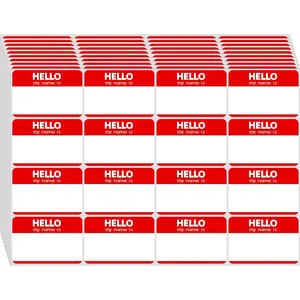 480 count Name Tags Sticker Red, 3" x 2" Blank Hello My Name is Name Tag Stickers to Write On, Adhesive Hi My Name is Name Stickers, Name Labels for School,Classroom,Office,Party