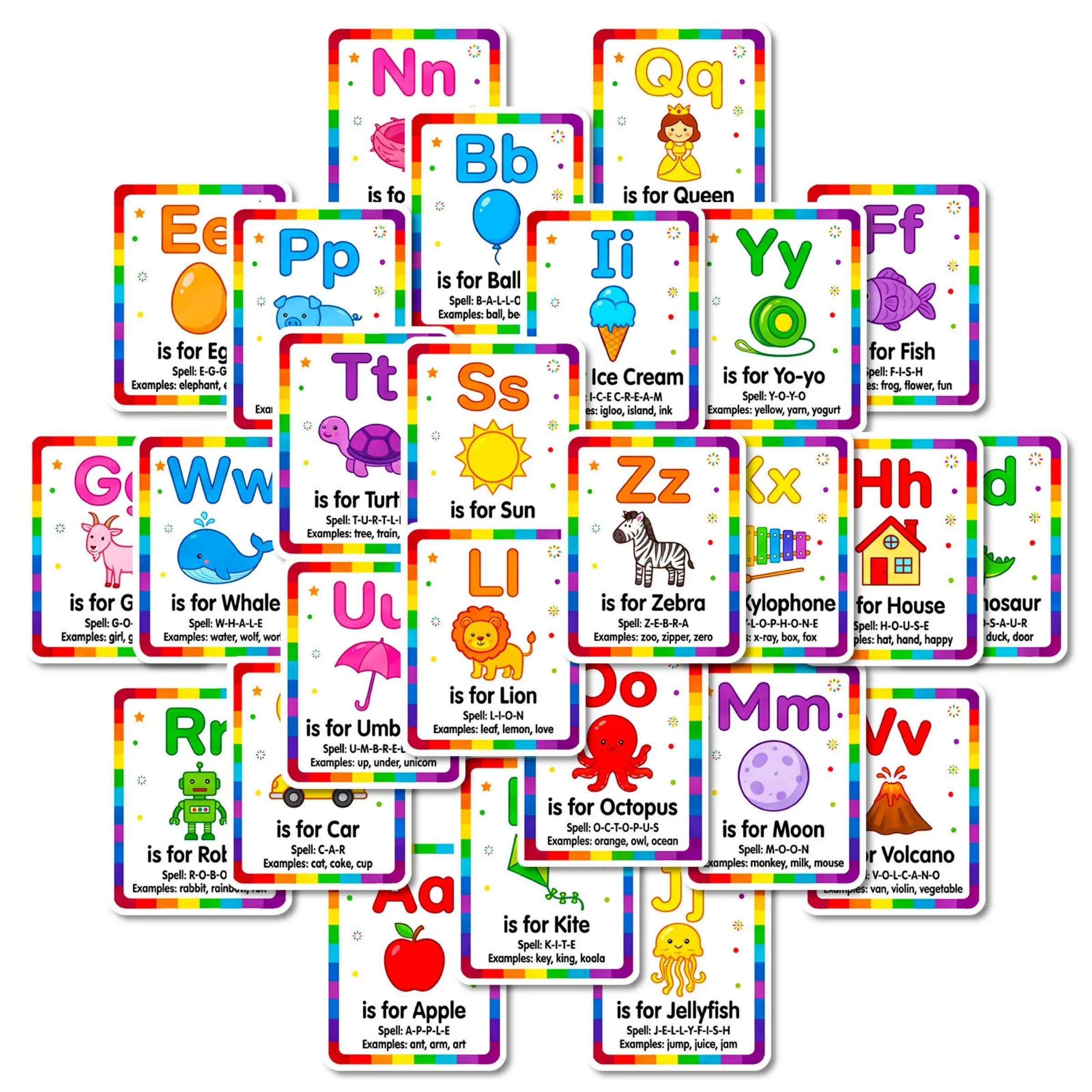 English Alphabet and Word Cognitive Early Education Toy, Early Learning Stickers, Cartoon Creative Study Stickers for Enlightenment, Sticker Sheets