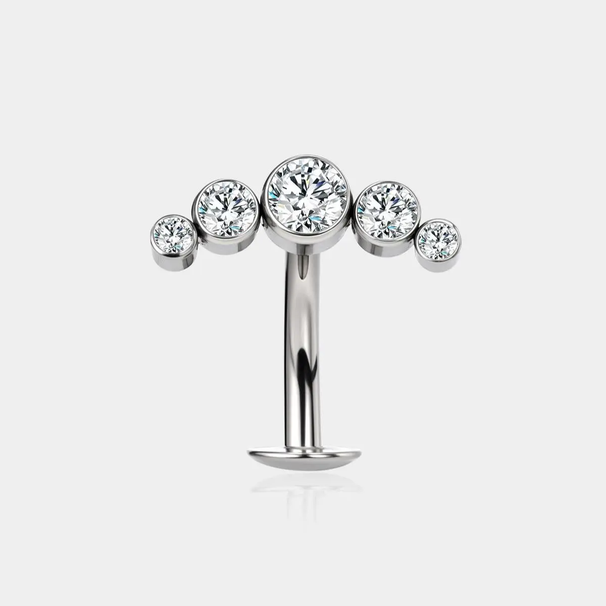 Oufer 14G Titanium Push Pin Belly Ring with Cubic Zirconia Gems, Female Fashion Basic Body-Safe Piercing Jewelry, Non-Tarnish, Waterproof for Secure Fit & Stylish Wear