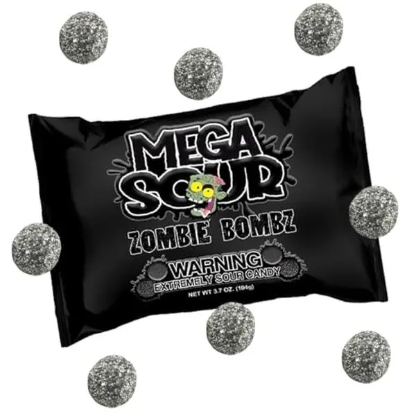 Barnetts Mega Sour Candy Zombie Bombz 104g / 3.7OZ – Handmade British Hard Sweets – Extreme Sour Candy Challenge – Retro Party Bag & Gift Hamper Treats