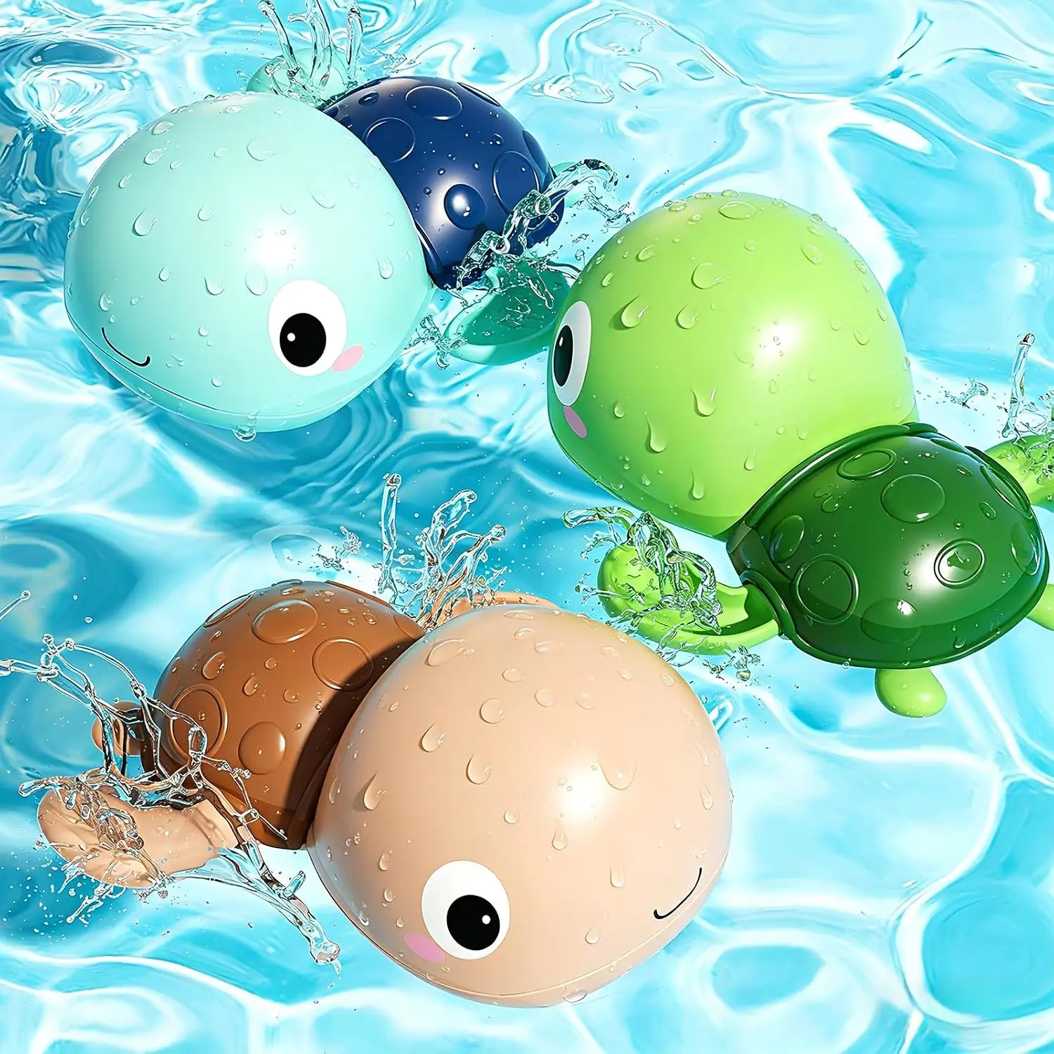 Summer Spring Gift Wind Up Bath Toys for Toddlers 1-3, Swimming Turtle Baby Bathtub Toys for 1+ Year Old Boys and Girls, Floating Water and Pool Toys for Kids, 3 Pack