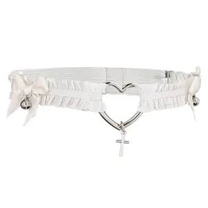 Zeelina Lace Thigh Garter White Heart Garters Belt Adjustable Leg Accessories for Women