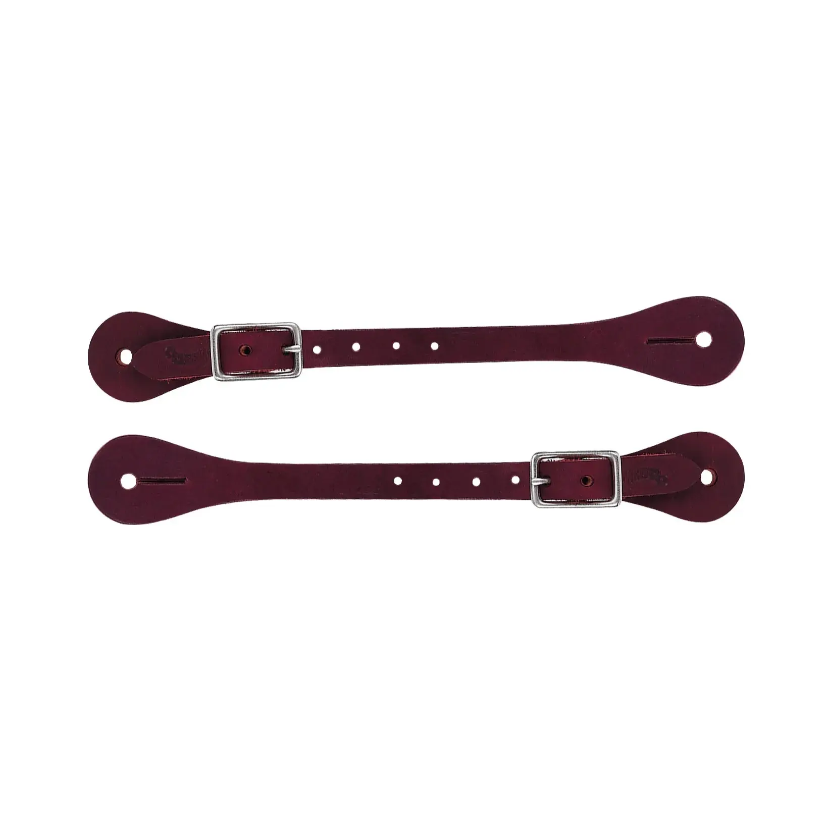 Weaver Leather Burgundy Latigo Leather Spur Straps - Adult - Single-Ply with Nickel-Plated Buckles