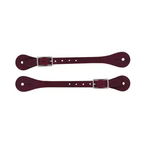Weaver Leather Burgundy Latigo Leather Spur Straps - Adult - Single-Ply with Nickel-Plated Buckles