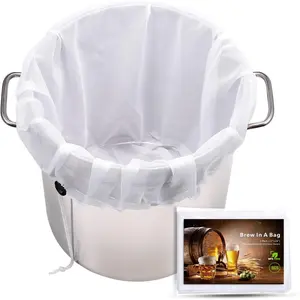 Brew Bags  3 Pack,  26"x22" Fine Mesh Strainer Bag for  Brewing Hops Grains   Making Drawstring Straining Brew in a Bag