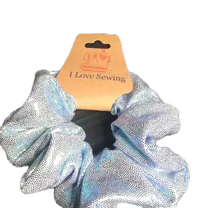 I Love Sewing Ice Metallic Scrunchie - Sparkly Hair Accessory for Stylish Looks