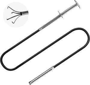 Small Caliber Flexible Grabber Tools 24'' Four-claw Pickup Tool Pick Up Items In Narrow Space Flexible Waste Picking Tool for Engine Bay/Home Sink/Earring (Not magnetic)