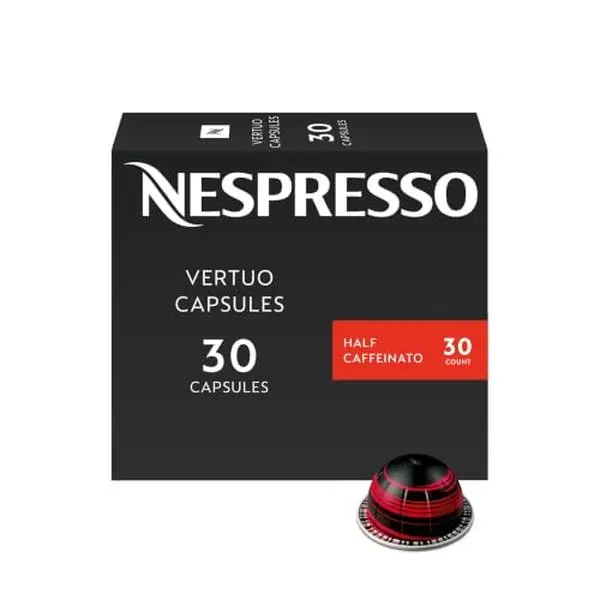 Nespresso Vertuo, Half Caffeinato, Mild Roast, 30-Count Coffee Pods | Capsules Pack of 1 Brews 7.77 Fl. oz Beverage
