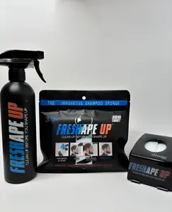 Freshape Up Gift Set – Barber Shampoo Infused Sponge for Hairlines with 16.9oz Refillable Spray Bottle and Sponge Dispenser Holder