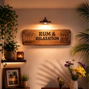 Wood Hanging Rum and Relaxation Wall Decor, Home Supplies for Interior Decoration