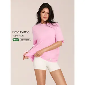 GLOWMODE Pima Cotton Ultra-Soft Breathable Lightweight Stretchy Relaxed Fit Acid Wash Crewneck Tee Daily Casual Street Wear