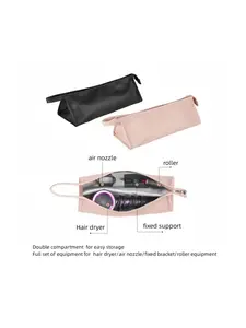 Travel Hair Dryer Storage Bag, PU Leather Zipper Pouch, Waterproof Hairdryer Case, Curling Iron Organizer, 1pcs