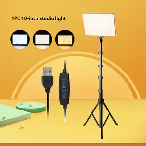 1 Packs Video Light Kit, LED Studio Light, 2700-6500K Dimmable Photography Lighting Kit with Tripod Stand, 10" Rotating Streaming Light for Video Recording, Game Streaming, YouTube Adjustable LED Video Lighting Kit#New Years