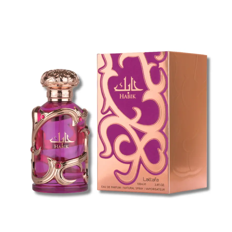 Lattafa Habik Women's Fragrance Eau De Parfum (3.4 fl oz) - Delightful Fragrance, Floral Fruity-Citrus Aromatic Scent with Bergamot, Pear, Arab Perfume EDP Spray, Signature Scent, Adults