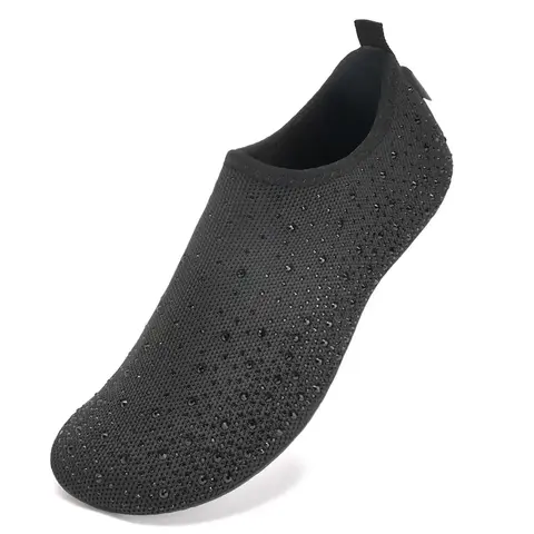 Women's Barefoot Slip-On Water Shoes - Mesh Upper, Elastic, Sock-Like Feel, Thick Soles Cushion Steps, Breathable Quick-Drying, Flexible, Slipon in Seconds, Beach to Boardwalk Ready, Indoor/Outdoor Wear Ready, for Beach Swim, Yoga