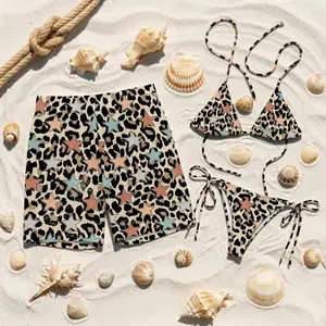 [Hot Summer 2026 Matching Set] Leopard Star Matching Couple Swimwear Set, Animal Print Bikini and Men’s Swim Trunks for Beach Vacation