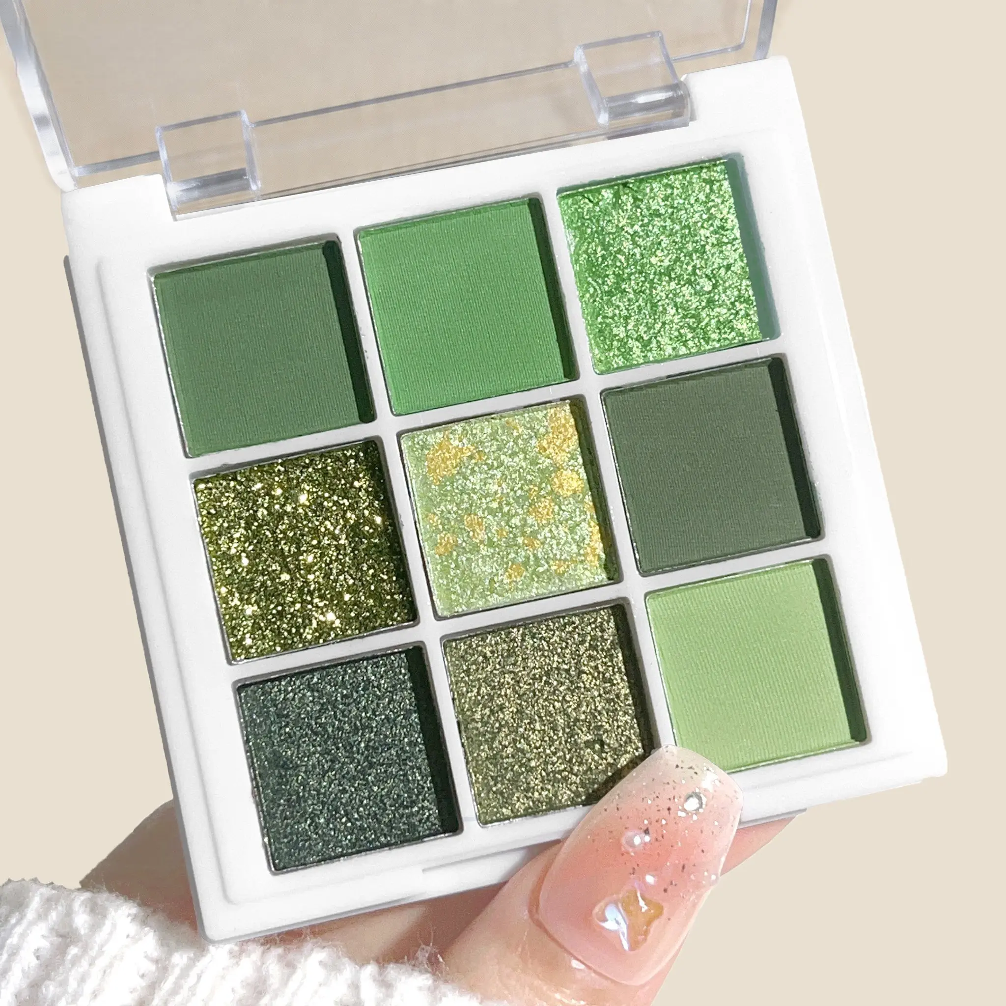 9-Color Eyeshadow Palette, Beauty Eyeshadows, Matte Micro-Shimmer High-Shine, Matte And Glitter, Long-Lasting Waterproof, Blendable Smoky Eye Cosmetics Makeup Kit
