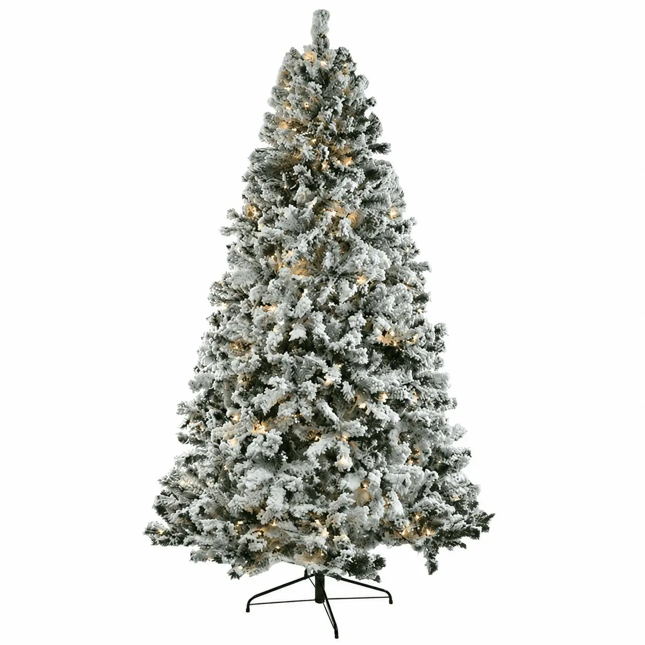 Alvantor 7 ft Pre-Lit Snow-Flocked Artificial Christmas Tree with 400 Warm and Cool White LED Lights, Remote Control and 1000 PVC Tips