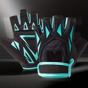 Half Finger Workout Gloves for Women Men, Breathable Non-Slip Gym Gloves, Anti-Callus Shock-Absorbing Weight Lifting Gloves with Adjustable Wrist Strap for Fitness Training, Cycling, Yoga, Exercise