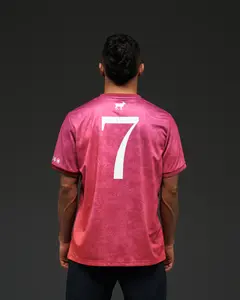 Premium CR7 Goat Mesh Full Print La Pulga Pink Jersey Soccer Jersey, Unisex Soccer Jersey For Couple Matching, Vintage Streetwear Soccer Jersey, Perfect Gifts, Sports Top, Gym Athletic Clothes
