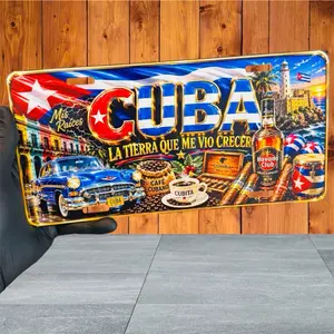 CUBA Mis Raíces Decorative Car Exterior Sign, 12x6in La Tierra Que Me Vio Crecer Number Plate Accessory, Signs