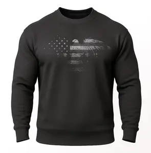 USA Eagle Sweatshirt Distressed American Flag Bald Eagle Design Patriotic Unisex Crewneck Soft Warm Mid Weight Fleece Classic Fit