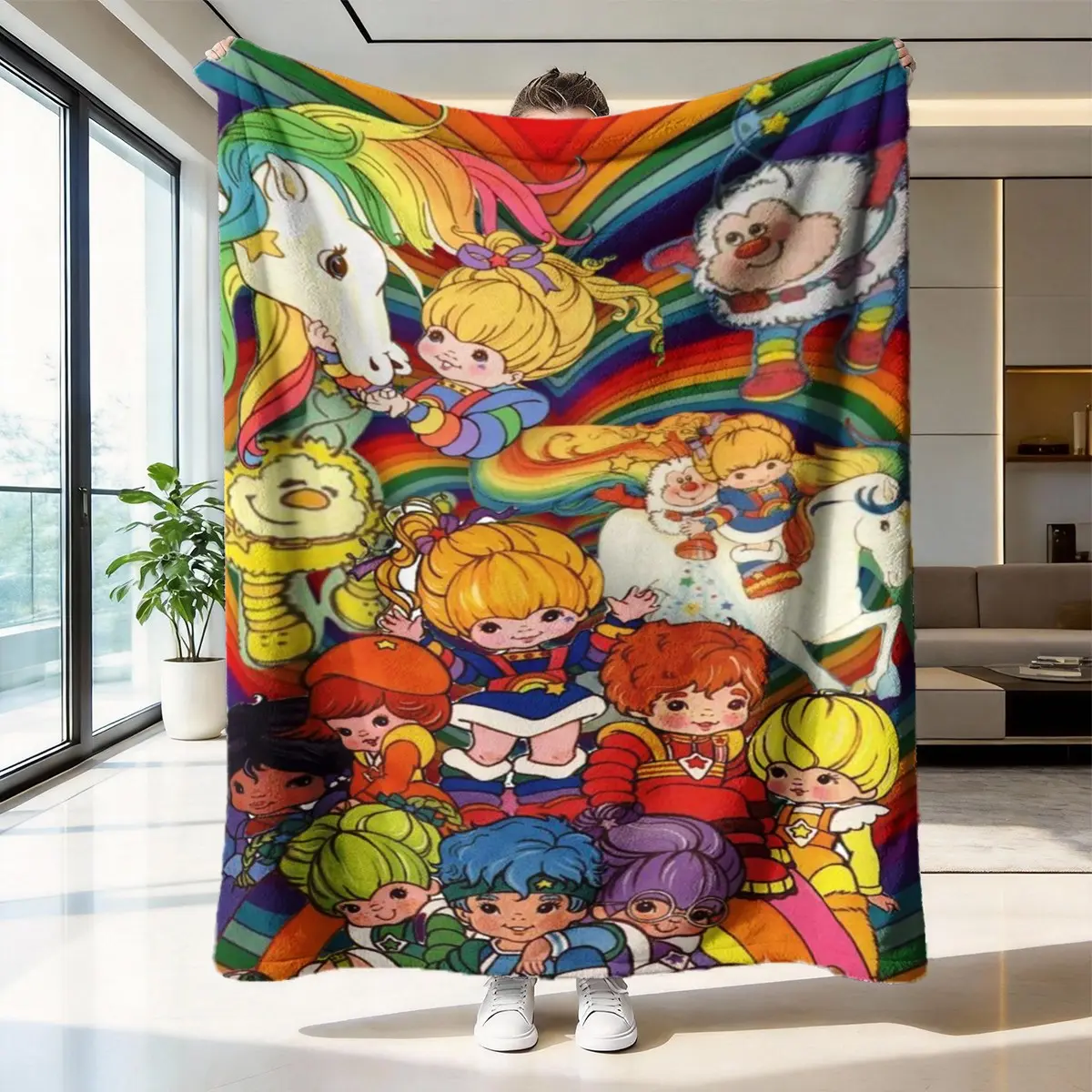 Rainbow Dream Flannel Blanket, Soft Skin-Friendly Warmth, Multi-Scene Use for Sofa Bedroom Nap, Cozy and Comfortable