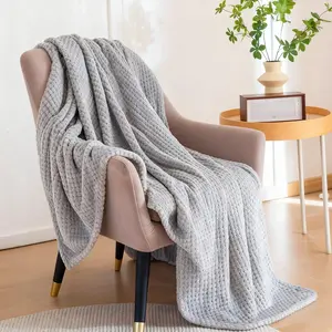 40x60 InchTextured Throw Blanket, Gray, Soft Plush Waffle Weave, Cozy  Decor for Couch, Sofa, Bed