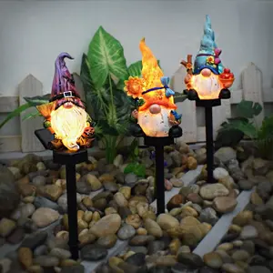 Solar Garden Decorations Outdoor Fairy Gnome Resin Ground Stake Landscape Lights, Solar Powered Pathway Lighting for Yard Decoration Solar Post Lights, Outdoor Decorative Lights