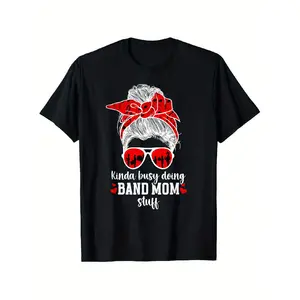 Busy Doing Band Mom Stuff Marching Band Mom T-Shirt - 100% Cotton Unisex Casual Tee with Bold Graphic Print, Round Neck, All-Season Comfort, Sizes S-XXXL for Outdoor & Daily Wear, Outdoor Tshirt |   Casual Style |   Digital Print Top