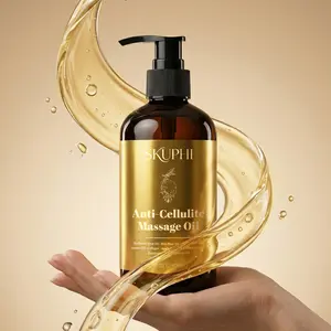 SKUPHI Silky Body Massage Oil 8oz for Cellulite-Prone Skin – Collagen + Plant Stem Cells + Apple Extract – Fast-Absorbing Nourishing Spa-Like Daily Body Care