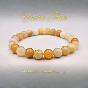 Lovskaya Yellow Jade Natural Crystal Bead Bracelet - Elegant & Fashionable Unisex Jewelry for Various Occasions - Abundance Confidence Joy High Quality Versatile